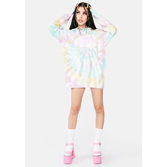 By Samii Ryan BSR Try Again Multicolor Tie Dye Hoodie Size Medium NEW - Picture 6 of 7